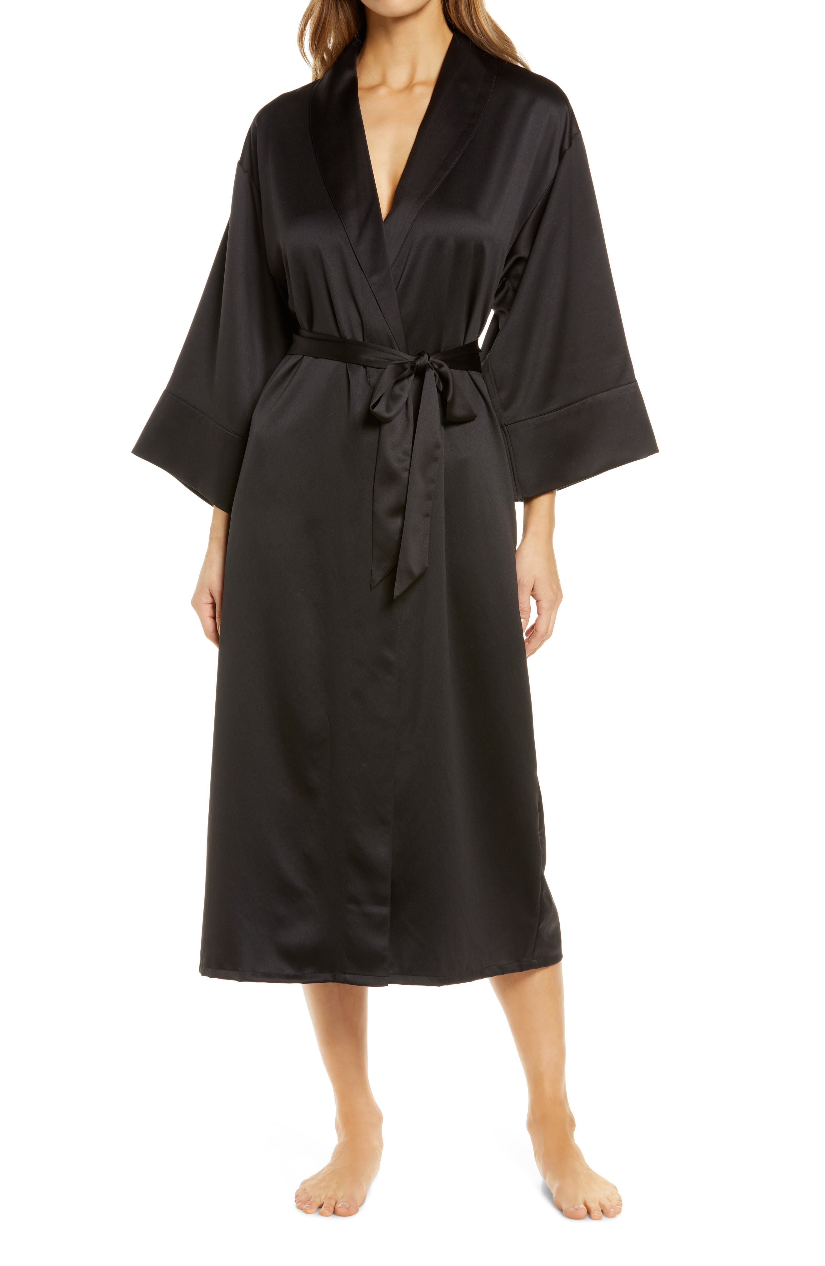 Stretch rose fuchsia jersey-dark robe fabric-free P&P